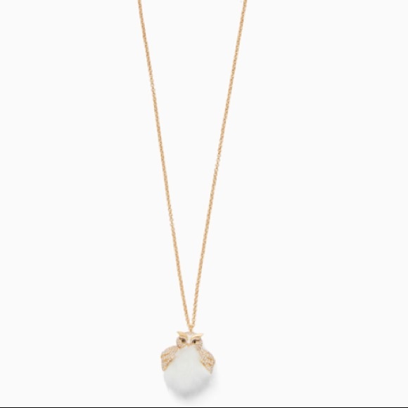 Kate Spade ♠️ NWT Owl Faux Fur Pouf Necklace - Picture 3 of 4